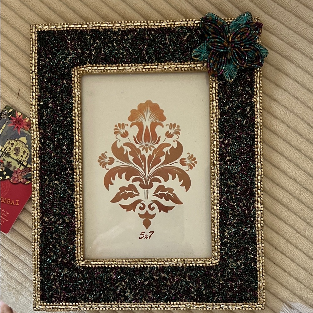 Beaded Floral Accent Picture Frame